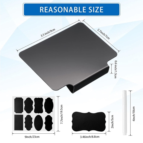 45 Pieces Basket Clip Chalkboard Labels with 8 Sheets of Labels - Picture 2 of 4